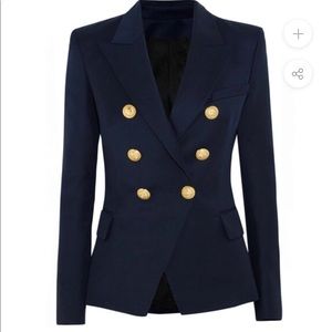 Navy Double-Breasted Blazer with Gold Buttons